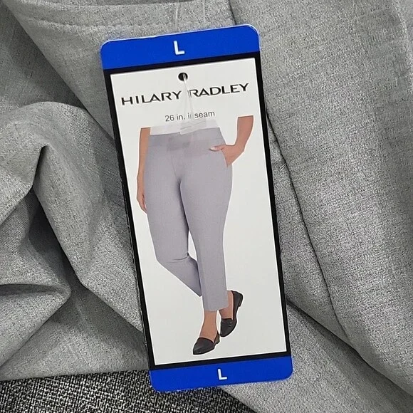 Hilary Radley Womens Pull On Ankle Pants with Pockets Large Size Heather Gray - Picture 7 of 9